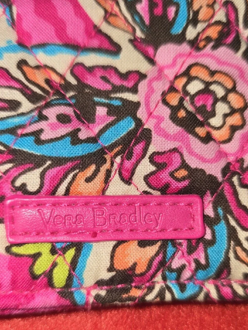 Vera Bradley Pink Floral Quilted Eyeglass Pouch with Multicolor Accents